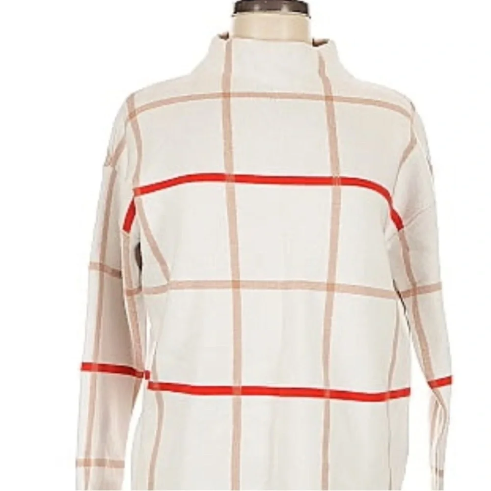 Tahari Plaid Women's Sweater - Cream and Red